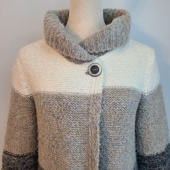 Betty Betty Firenze Italian Wool Blend Color Block Long Cardigan Sweater Sz S - Picture 5 of 13